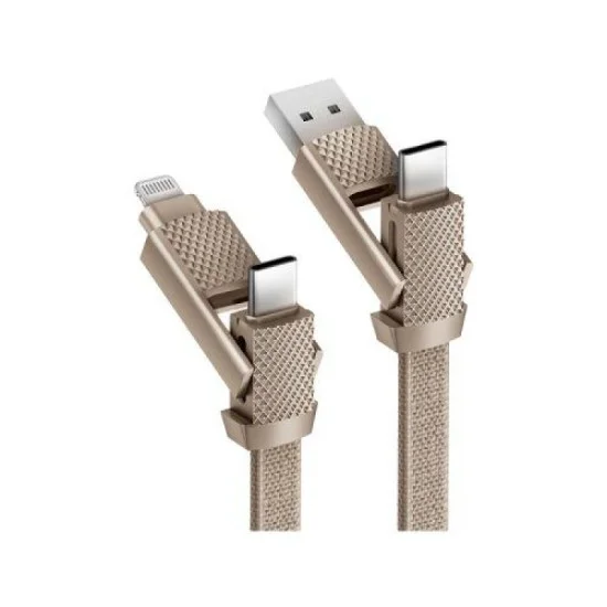 Charging Cable Gocharge Alucable, 4 In 1 Aluminium Pd Fast Charge 1M Bazic - Gold